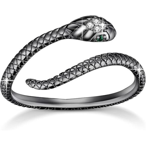 Adjustable Snake Ring Silver 925 Sterling Heart Cross Jewelry - Picture 7 of 7